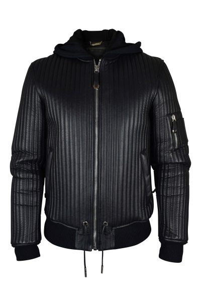 Luxusjacke für Herren Philipp Plein schwarze Bomberjacke mit Kapuze
