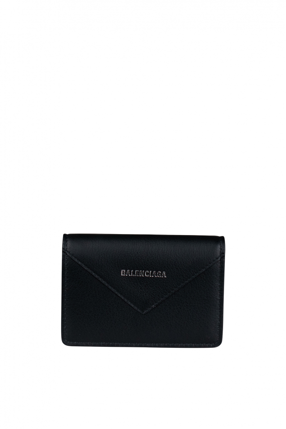 Mini portemonnee Balenciaga van zwart generfd leer.