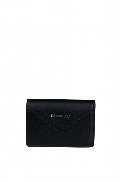 Mini portemonnee Balenciaga van zwart generfd leer.