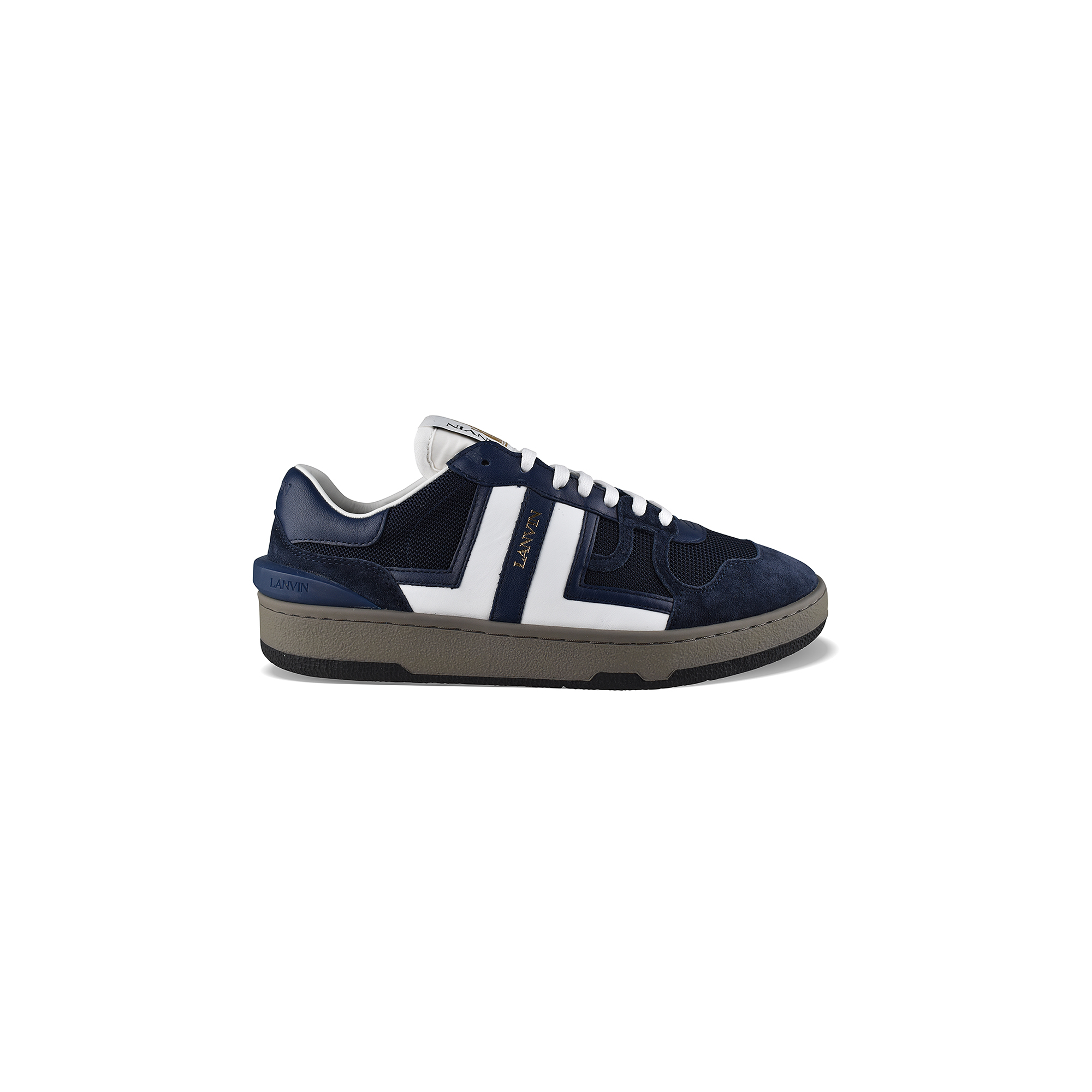 Lanvin Navy and White Men’s Trainer Sneakers Lanvin sneakers bump size 41 Blue color Very good... | Depop main image 2