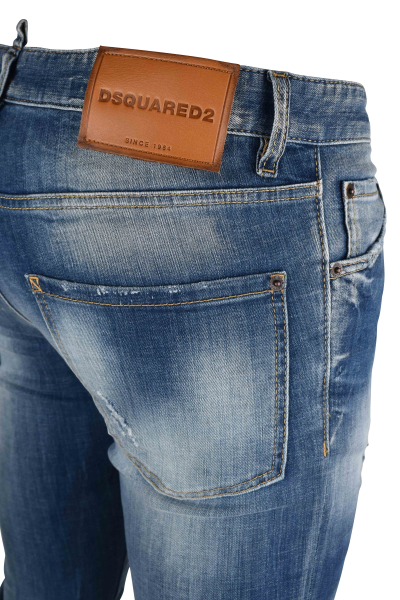 Dsquared2 Teddy Jeans aus blauem Denim – Detailansicht