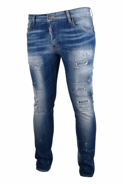 Dsquared2 Skater Jeans aus blauem Denim – Dreiviertelansicht