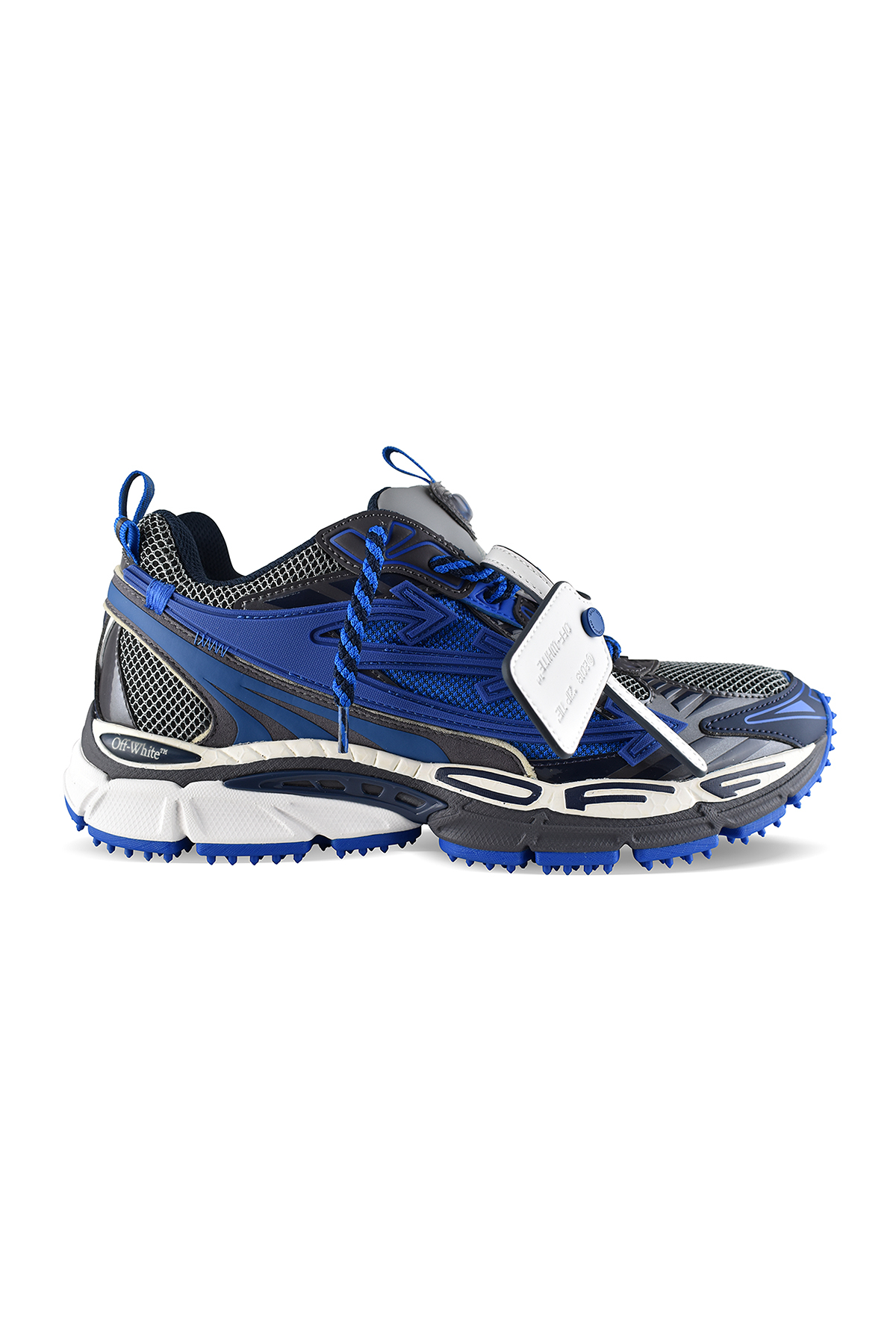 Sneakers Off-White Be Right Back gris et bleu marine – vue de profil