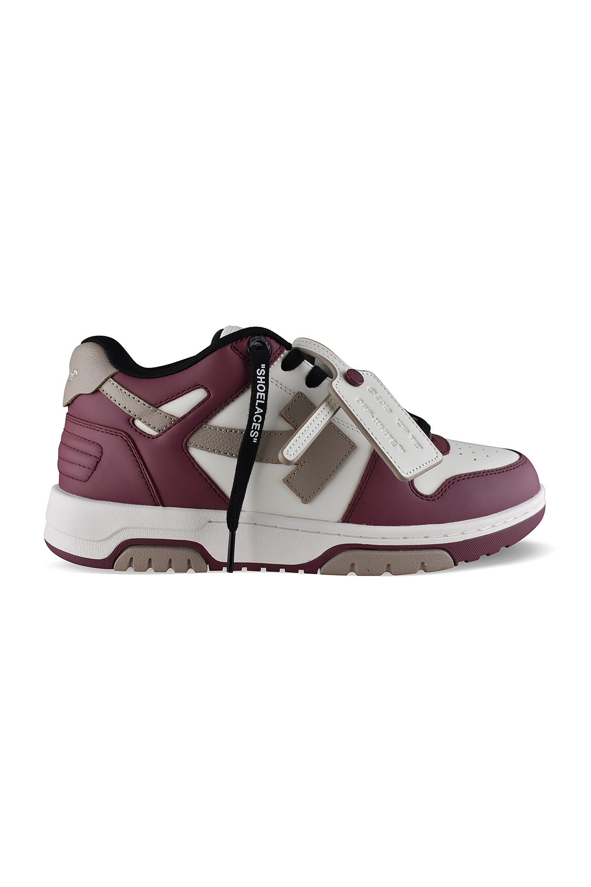 Sneakers Off-White Out of Office bordeaux e bianco – vista laterale