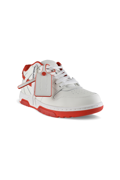 Sneakers Off-White Out of Office blanc et rouge – vue de trois-quarts