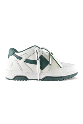 Off-White Out of Office Sneakers in wit en groen – zijaanzicht