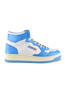 Baskets Autry Medalist Mid blanc et bleu – vue de profil