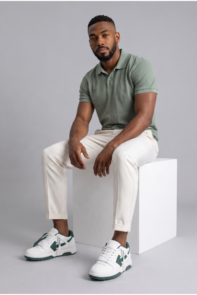 Sneakers Off-White Out of Office blanc et vert – photo portée