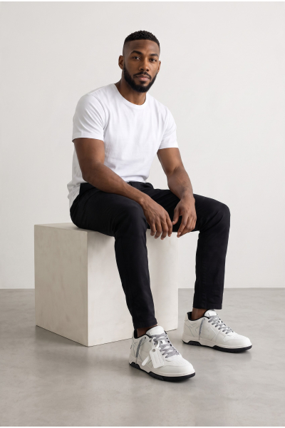 Off-White Out of Office sneakers in white – worn by a model