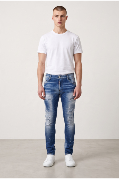 Jeans Dsquared2 Teddy in denim blu – foto indossata