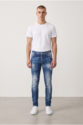 Jean Dsquared2 Skater en denim bleu – photo portée